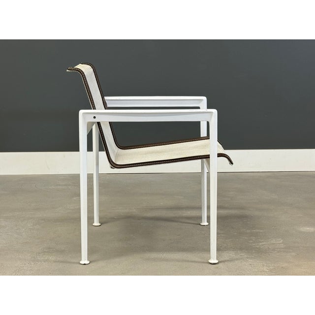 A mid century modern aluminum, steel and powder coat finish dining chair attributed to Richard Schultz for Knoll. Some...