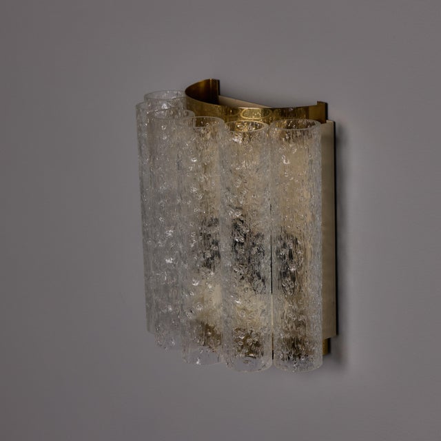 Transparent 1970s Doria Leuchten Brass and Ice Glass Wall Lamps - a Pair For Sale - Image 8 of 17