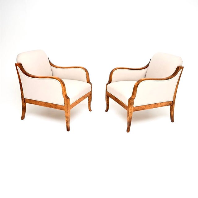 Antique Swedish Satin Birch Armchairs, 1900, Set of 2 For Sale - Image 3 of 11