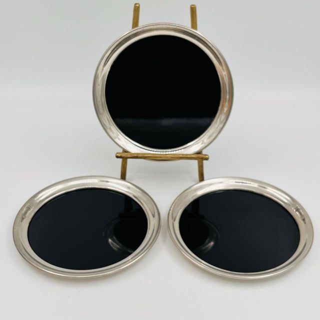 1970s Vintage Lenox Pewter and Black Lucite 7.5" Diameter Tray For Sale - Image 5 of 9