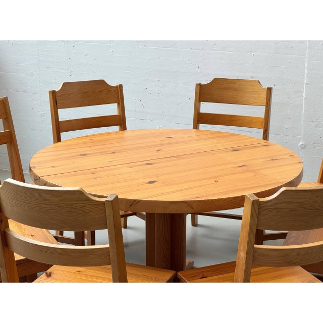 Extendable Dining Table and Chairs from NC Sweden, 1970s, Set of 9 For Sale - Image 4 of 16
