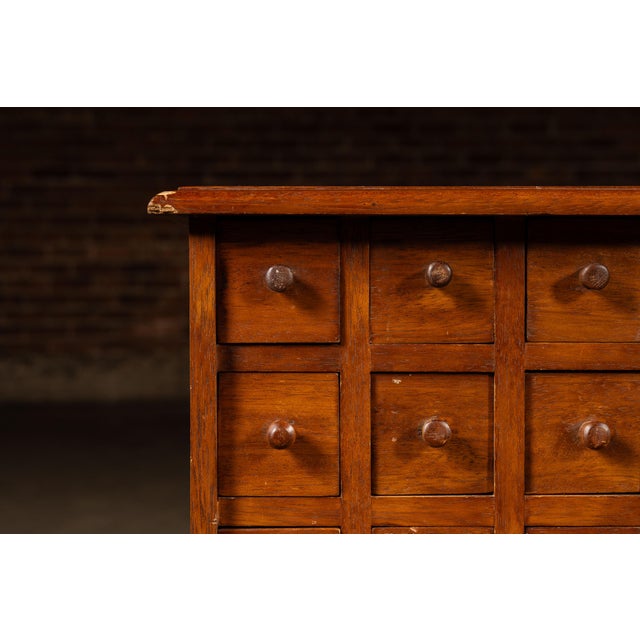 Early 20th Century 18-Drawer Apothecary Cabinet on Cabriole Brass Stand For Sale - Image 9 of 13