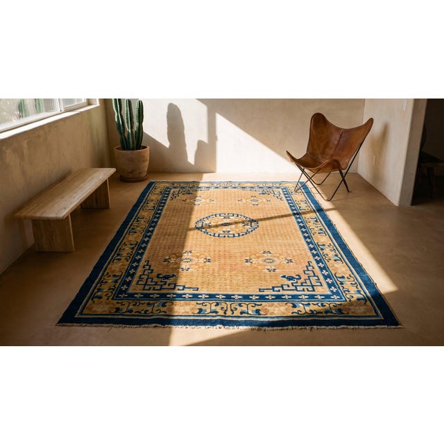 Brown Antique Chinese Ningxia Rug For Sale - Image 8 of 9