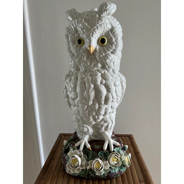 Mid 20th Century Italian Mottahedeh Porcelain Large Owl For Sale - Image 11 of 13