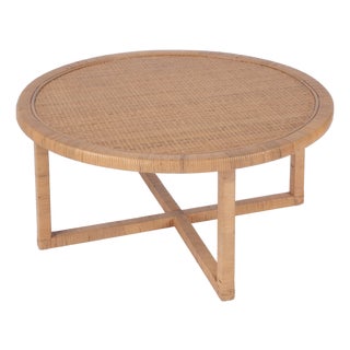 Captiva 39 in. W Round Rattan Coffee Table, Natural Rattan For Sale
