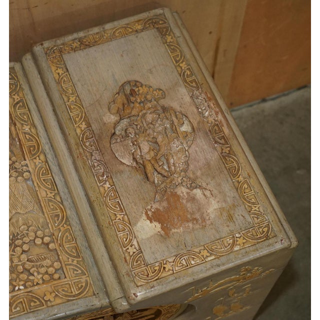 Antique Chinese Export Heavily Carved Camphor Wood Linen Toy Chest, 1920s For Sale - Image 9 of 18