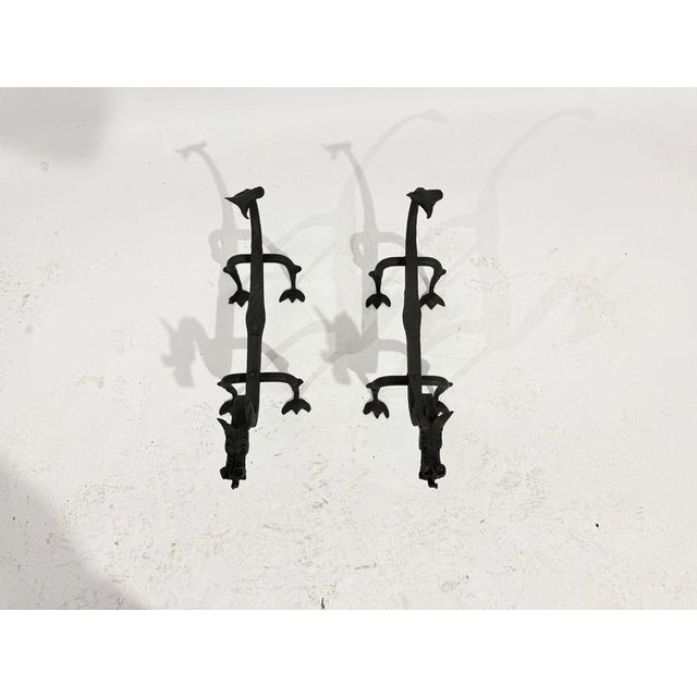 1940s Mod Dragon Andirons in Wrought Iron, 1940s, Set of 2 For Sale - Image 5 of 18