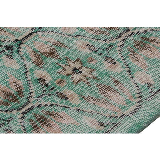 1960s Vintage Zeki Müren Rug in Teal With Geometric Patterns, From Rug & Kilim For Sale - Image 5 of 7