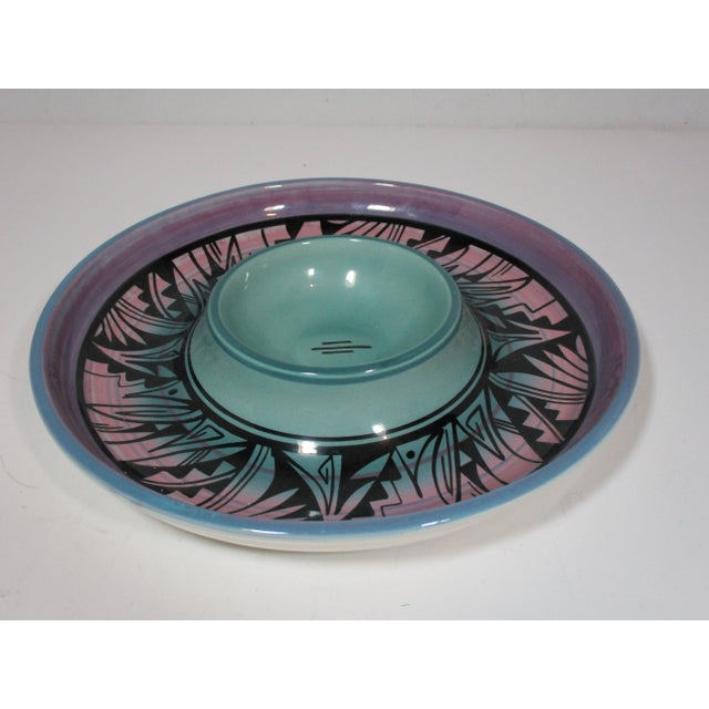 Amethyst 1980s Hand Crafted Navajo Ceramic Serving Dish For Sale - Image 8 of 9