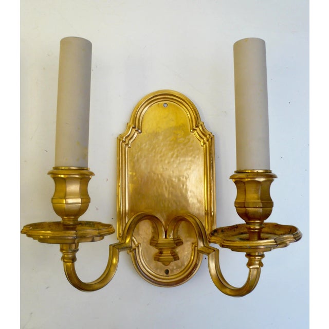 Traditional E.F. Caldwell Gilt Bronze Early Georgian Style Sconces - A Pair For Sale - Image 3 of 11