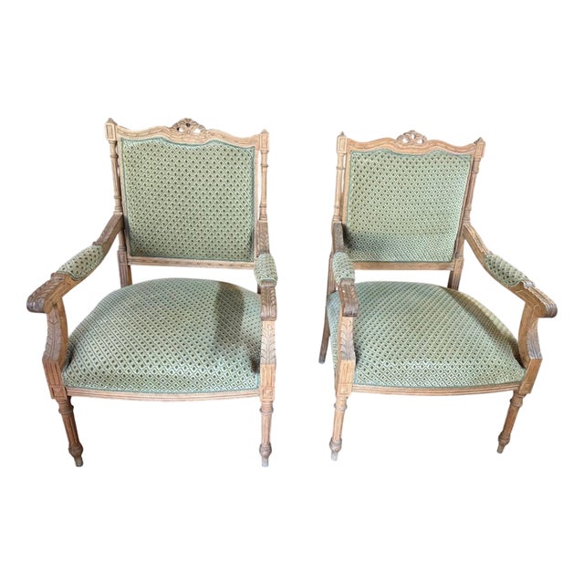 Pair of Antique French Arm Chairs Louis XV For Sale
