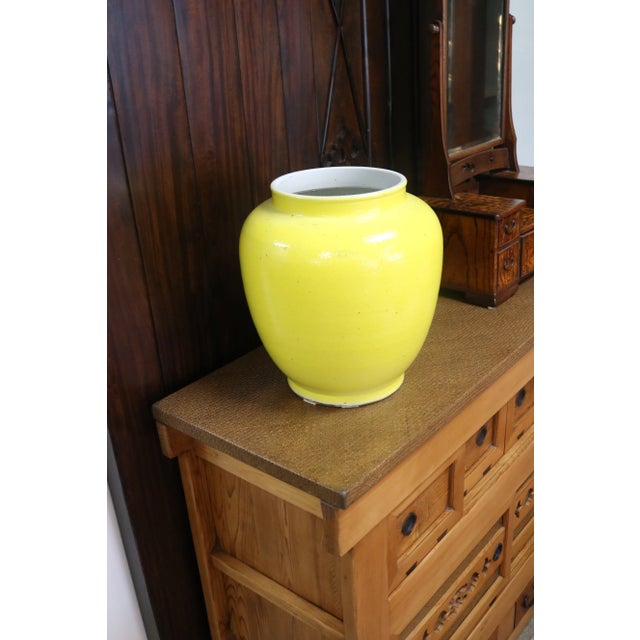 Yellow glazed ceramic jar from Beijing, China Early 20th Century