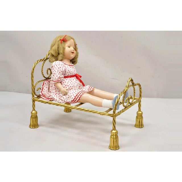 Vintage Italian Hollywood Regency Iron Tassel Frame Pet Cat Dog Bed or Doll Bed For Sale - Image 10 of 11