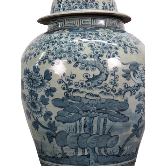 Ceramic Blue & White Ginger Jar - 24" Inch High For Sale - Image 7 of 13