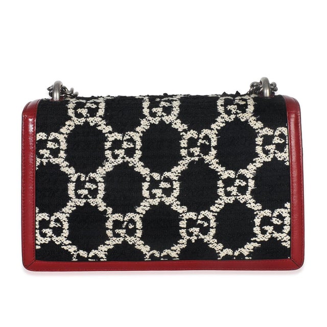 Gucci Black White Red Tweed GG Monogram Medium Dionysus Shoulder Bag For Sale - Image 4 of 9
