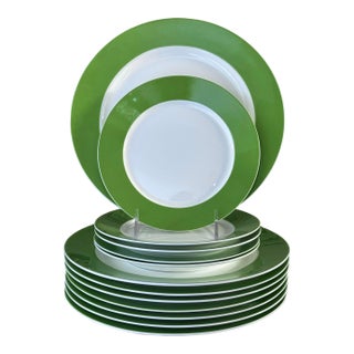 Vera Neumann Papillon Dreams Stripe Up the Bands Plates - 13 Pieces For Sale