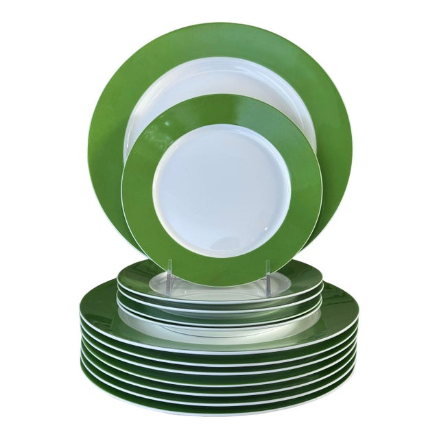 Vera Neumann Papillon Dreams Stripe Up the Bands Plates - 13 Pieces For Sale