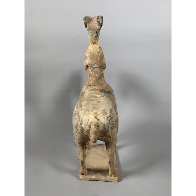Terracotta sculpture of a horseman, HAN Dynasty 206 BC-220 AD Mingqi, polychrome painted terracotta. Depicts a lady in...