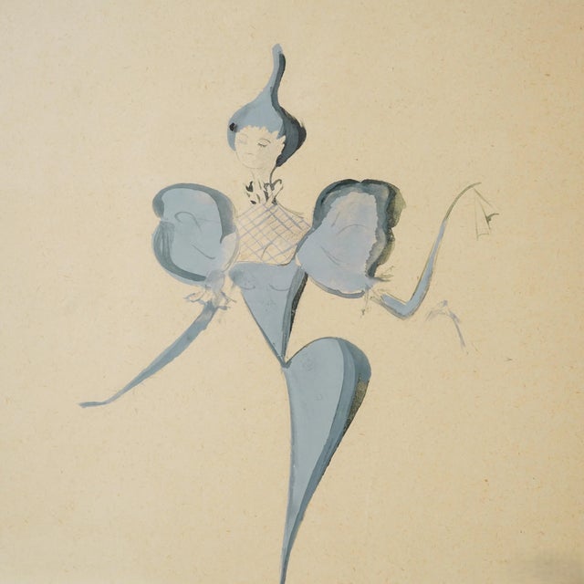 Female Figure, Tempera and Pencil on Paper, France, Early 20th Century For Sale - Image 4 of 5