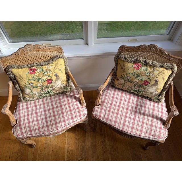 A Pair of Custom Scalamandre Botanical Pillows in Honey Mustard and Chocolate Brown For Sale - Image 9 of 11