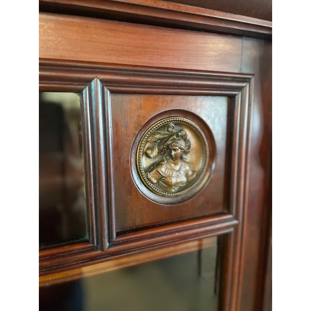 Antique Mahogany Glass-Door Bookcase For Sale - Image 9 of 11