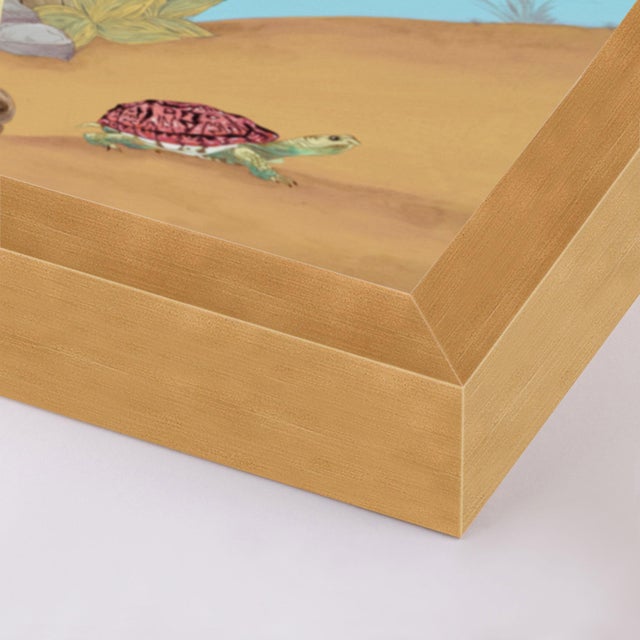 Paper Palm Beach Paradise by Allison Cosmos, Set of 3, in Gold Framed Paper, Large Art Print For Sale - Image 7 of 9