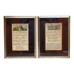 Pair of Late 18th Century English Hand-Tinted Engraved Music Sheets, “The Charms of Celia” & “The Beer-Drinking Briton,” C. 1780