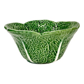 1980s Vintage Majolica Hollywood Regency Arts & Crafts Deep Cabbage Serving Bowl For Sale