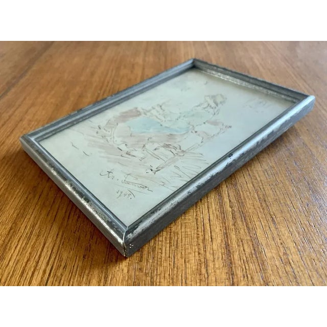 Portrait of Woman, 1945, Watercolor, Framed For Sale - Image 7 of 12