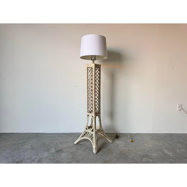 Vintage Eiffel Tower Paris Pencil Reed Rattan Floor Lamp For Sale - Image 12 of 12