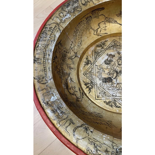 Vintage Large Maitland-Smith Style Republic of China Asian Motif Wooden Bowl For Sale - Image 9 of 9