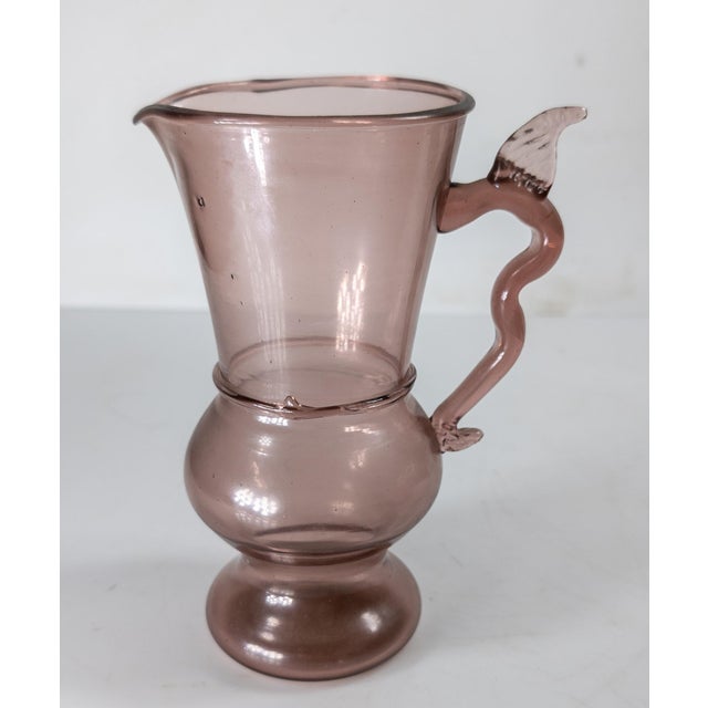 19th or 20th Century Purple Amethyst Bohemian Venetian Glass Pitcher For Sale - Image 4 of 10