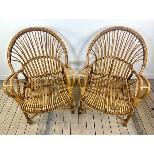 Vintage Rattan and Bamboo Armchairs, 1960s, Set of 2 For Sale - Image 12 of 14