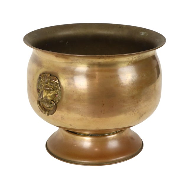 Early 20th Century Antique Brass Jardinière with Lion Heads For Sale - Image 15 of 16