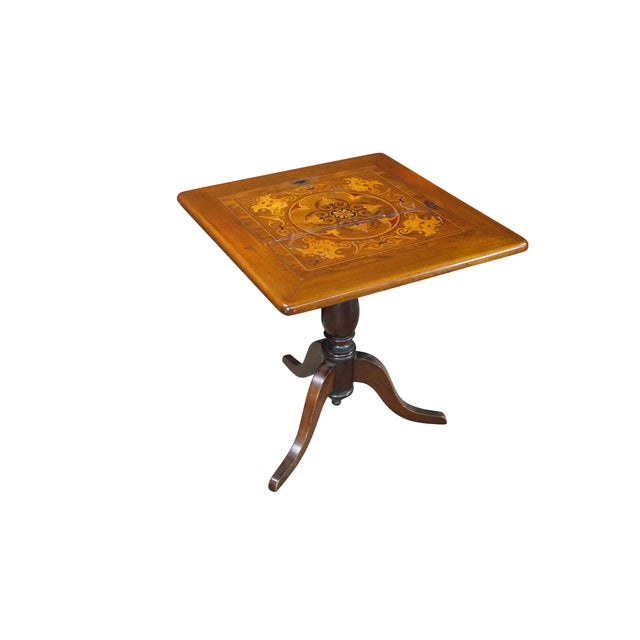 Victorian Antique Victorian Mahogany Tilt Top Table Marquetry Inlay Green Man Tripod Stand For Sale - Image 3 of 17