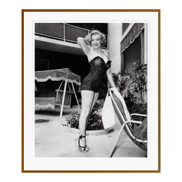 Marilyn Monroe Poolside Glamour Brown Framed Archival Pigment Print For Sale