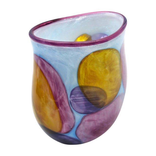 2000 - 2009 Brubaker Hand-Blown Abstract Art Glass Vase 7" For Sale - Image 5 of 13