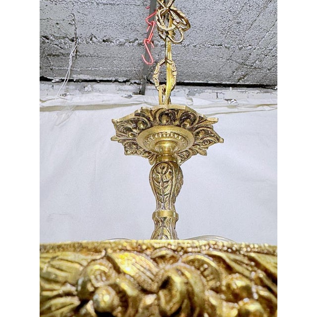 1950s 1950s Portuguese Bronze Basket Chandelier For Sale - Image 5 of 7