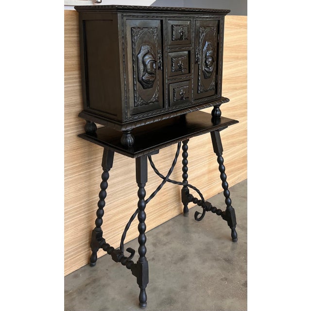 20th Century Spanish Baroque Style Cabinet on Stand, Bargueno or Varqueno For Sale - Image 18 of 18