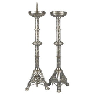 Silvered Alter Prickets - a Pair For Sale