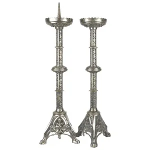 Silvered Alter Prickets - a Pair