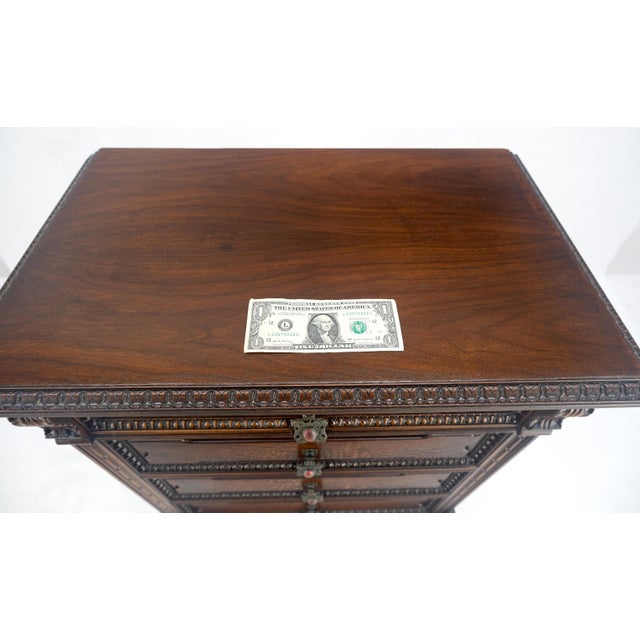 Fine Ornate Carved Oak 5 Drawers Bracket Feet Decorative Chest c1900s MINT For Sale - Image 15 of 18