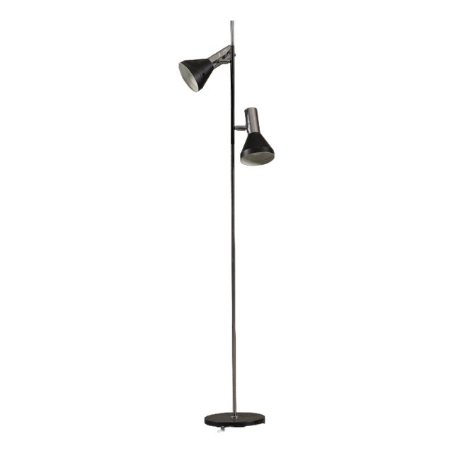 Vintage Black 2-Bulbs Floor Lamp, Germany, 1970s For Sale