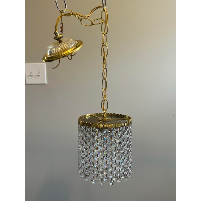 Transparent Vintage Hollywood Regency Crystal Waterfall Pendant Light For Sale - Image 8 of 12