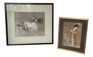 Chinese Scenes, 1980s, Prints, Framed, Set of 2