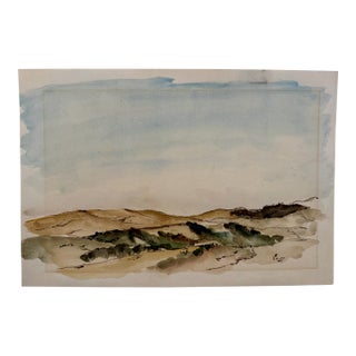 Henry Emil Salloch Original Watercolor on Paper Arid Plain Landscape, 1951. For Sale