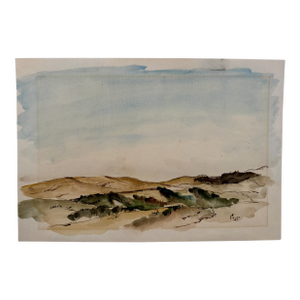 Henry Emil Salloch Original Watercolor on Paper Arid Plain Landscape, 1951.