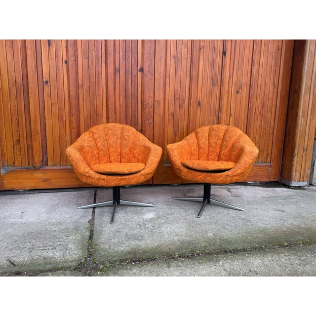 Metal Mid-Century Metal and Fabric Swivel Chairs, 1960s, Set of 2 For Sale - Image 7 of 9