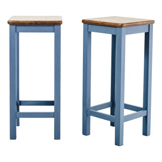 Wooden Bar Stools, 1980s, Set of 2 For Sale