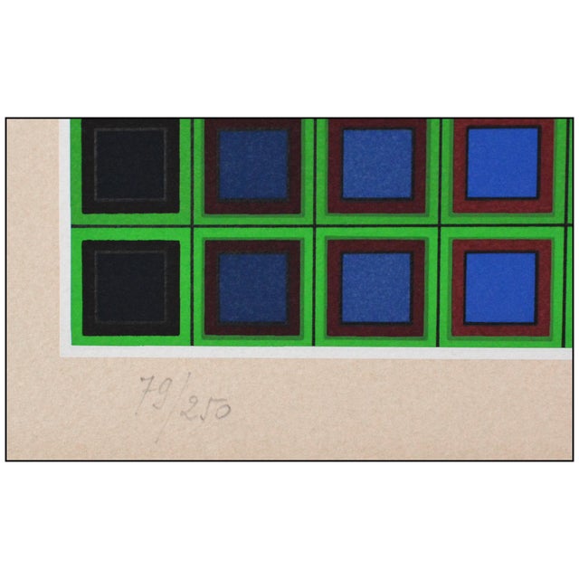 Mid 20th Century Geometric Abstract Blue Screenprint Victor Vasarely For Sale In Minneapolis - Image 6 of 7